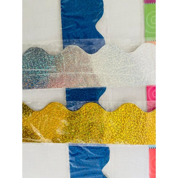 Teacher Bulletin Board Borders Pack 114 Ft Scalloped Straight Edge Borders New - Picture 5 of 8